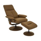 Poltrona De Massagem Reclinável E Giratória Arizona Com Apoio De Pés Pu Caramelo G56 - Gran Belo
