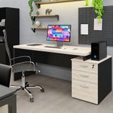 Mesa De Escritório Pedestal 3 Gavetas 1.90x70 Tpo 30mm Netmobil - Carvalho