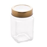 Pote De Vidro De Metal E Acrílico Gastro Dourada 300ml