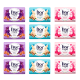 Kit 4 Sabonete Flor Ypê Frésia E Péssego + 4 Maça E Framboesa + 4 Rosas Brancas E Avelã 85g Cada