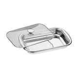 Assadeira Tramontina Cosmos Retangular 61315394 Inox Com Tampa De Vidro Inox 61315394