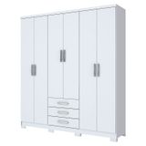 Guarda-Roupa Casal 6 Portas e 3 Gavetas Caju  - Henn - Branco