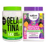 Kit Gelatina Salon Line #todecacho Super Definição 1kg E Creme Pentear Salon Line Cachinhos Kids Cheirinho Uva 1kg