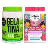 Kit Gelatina Salon Line #todecacho Super Definição 1kg E Creme De Pentear Salon Line Infantil Salon Line Kids Sem Nós 1kg