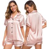 Conjunto De Pijama Feminino Swomog, Seda, Cetim, Manga Curta, Rosa Blush