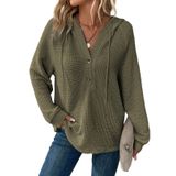 Moletons Femininos Grandes Com Capuz Dokotoo, Tricotados Em Waffle, Verde, Tamanho L