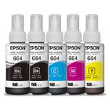 Kit 5 Tinta 664 Para Epson Original L395 L380 L375 L220 L455