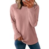 Top Feminino Dokotoo Plus Size 2024, Outono, Manga Comprida, Rosa