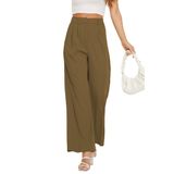 Calças Femininas Funyyzo, Cintura Alta, Pernas Largas, Trabalho De Negócios