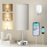 Candeeiro De Mesa Fenmzee Light Grey, 3 Vias, Portas Usb De Toque Reguláveis
