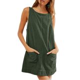 Macacão De Veludo Cotelê Dress Hooever Para Mulheres, Verde Escuro, Tamanho Xs