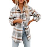 Jaqueta Xadrez Feminina De Flanela Shacket Beaully 6017 Khaki Xl
