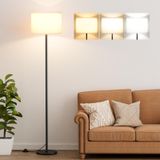 Luminária De Chão Ambimall Modern 155 Cm Com Poste Preto Com Sombra Branca