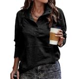 Moletom Feminino Shewin, Casual, Leve, Com Decote Em V, Preto