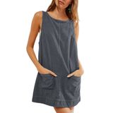 Vestido Geral Hooever Corduroy Feminino Com Gola Redonda Cinza Escuro