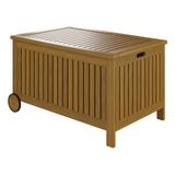 Banco Bau E Carrinho De Madeira Para Jardim 48x53,5 Cm