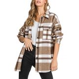 Jaqueta Feminina Beaully, Xadrez De Flanela, B-coffee Xxl 2023