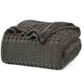 Cobertor Phf 100% Algodão Waffle Weave Queen Size Cinza Carvão