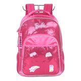 Mochila De Costas Barbie Paetê Com Chaveiro