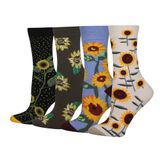 4 Pares De Meias Wish Island Sunflower Stars Para Mulheres