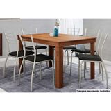 Sala De Jantar 1543 Com Tampo 136x80cm E 6 Cadeiras 1700 Prata Assento Preto Carraro