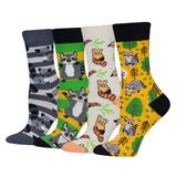 Meias Femininas Wish Island Raccoon Cotton Crew, 4 Pares