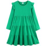 Vestido Infantil Bumeex Para Meninas, Outono, Natal, Algodão Verde, 5t