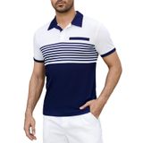 Camisa De Golfe Soly Hux Masculina De Manga Curta Listrada Azul E Branca