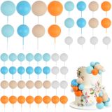 Decorações De Bolo Corner Lace Ball, 52 Unidades — Laranja, Cáqui, Azul, Branco