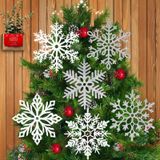 Enfeites De Natal Kockuu, Flocos De Neve, Branco, Prata, 12 Cm, 6 Unidades