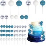 Decorações De Bolo: Corner Lace Ball, Azul Azul-petróleo, Branco, Prata, X52