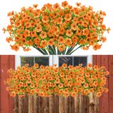 Flores Artificiais De Outono Agusbagli Daisy 10 Pacotes De Laranja