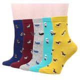 Meias Femininas Wish Island Animal, 5 Pares De Algodão
