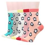 Meias Wish Island Penguin Para Mulheres, 5 Pares De Algodão