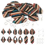 Kit De Fabricação De Brincos Fashewelry, Resina Listrada, Madeira, 52 Unidades/caixa