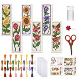 Kit Cross Stitch Freebloss 6 Flowers Bookmark Para Iniciantes