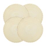 Placemats Fanquare French Style, Redondo Trançado, Conjunto De 4 Bege