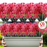 Flores Artificiais Usmilegift 10 Pacotes Resistentes A Uv (rosa Vermelha)