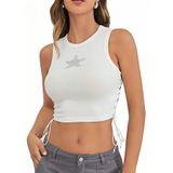 Camiseta Regata Feminina Soly Hux Y2k, Sem Mangas, Canelada, Branca