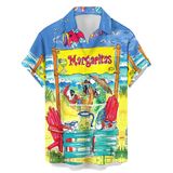Camisa Hlcfaci Funny Hawaiian 2024 Com Estampa De Papagaio Masculina De Manga Curta