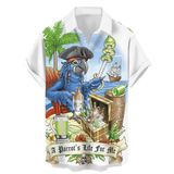Camisa Masculina Hlcfaci Funny Hawaiian 2024 Com Estampa De Papagaio 3x