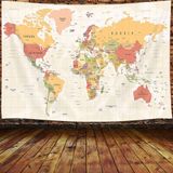 Tapeçaria Jawo World Map Para Crianças E Estudantes 150x130cm (amarela)