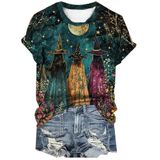 Camisa Feminina Glorimex Halloween Witches Gather Party Verde