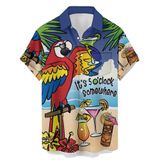 Camisa Hlcfaci Funny Hawaiian 2024 Parrot Print Para Homens