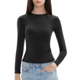 Camisa De Manga Comprida C202 Para Mulheres Com Gola Redonda Soot Tamanho L