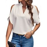 Blusa Hybomluo, Moda De Verão, Ombro Frio, Decote Em V, Branca, Gg
