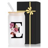 Copo De Vidro Wulcea Monogrammed 500ml Com Tampa E Canudo
