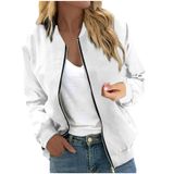 Jaqueta Feminina Cotecram Bomber, Cortada, Branca, De Inverno, Tamanho M