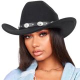 Chapéu De Caubói Bawnhaw Felt Fedora Vintage Rodeo Outback Black