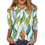 Camiseta Feminina Hthlvmd, Manga 3/4, Estampada Em Turquesa, Tamanho L